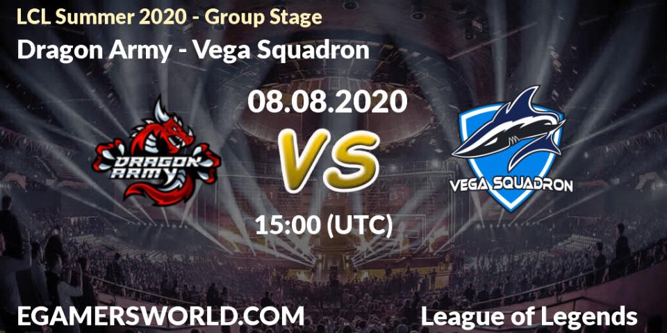 Pronósticos Dragon Army - Vega Squadron. 08.08.20. LCL Summer 2020 - Group Stage - LoL
