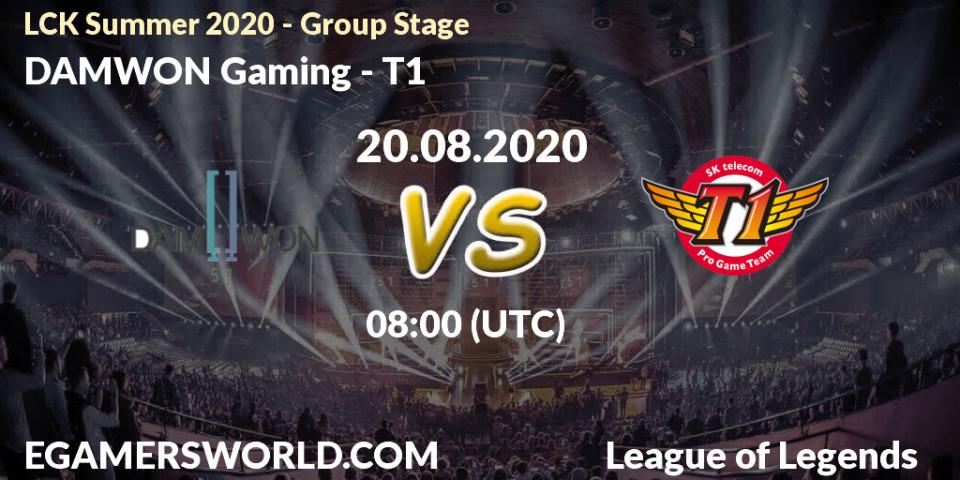 Pronósticos DAMWON Gaming - T1. 20.08.2020 at 06:43. LCK Summer 2020 - Group Stage - LoL