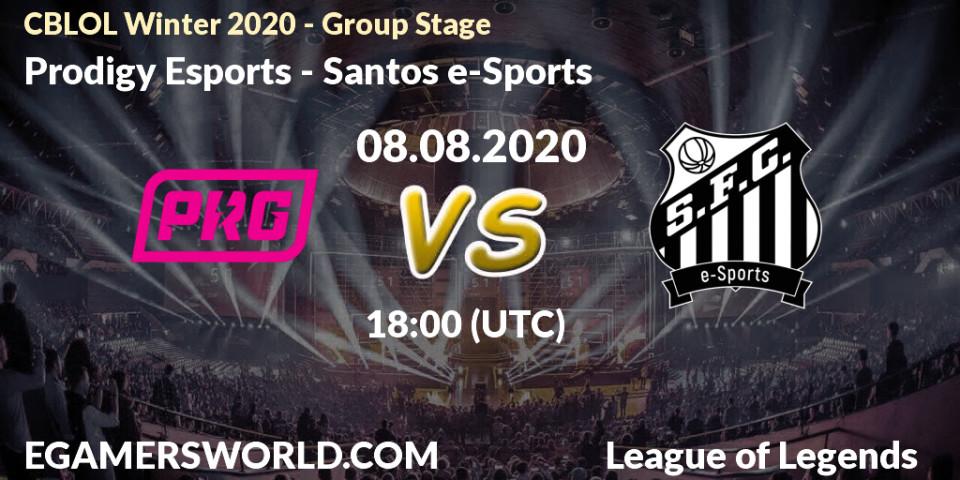 Pronósticos Prodigy Esports - Santos e-Sports. 08.08.20. CBLOL Winter 2020 - Group Stage - LoL