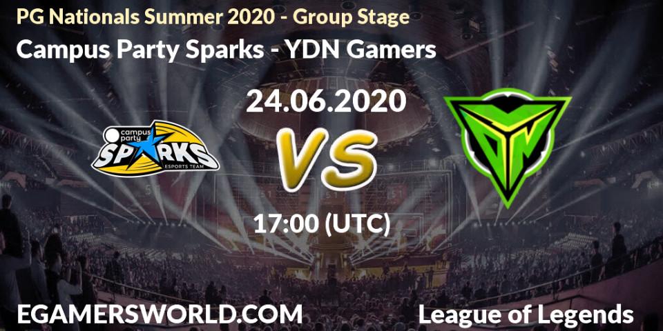 Pronósticos Campus Party Sparks - YDN Gamers. 24.06.20. PG Nationals Summer 2020 - Group Stage - LoL