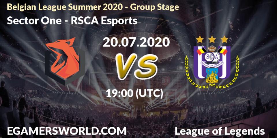 Pronósticos Sector One - RSCA Esports. 20.07.2020 at 19:00. Belgian League Summer 2020 - Group Stage - LoL