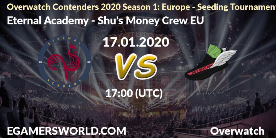 Pronósticos Eternal Academy - Shu's Money Crew EU. 17.01.20. Overwatch Contenders 2020 Season 1: Europe - Seeding Tournament - Overwatch