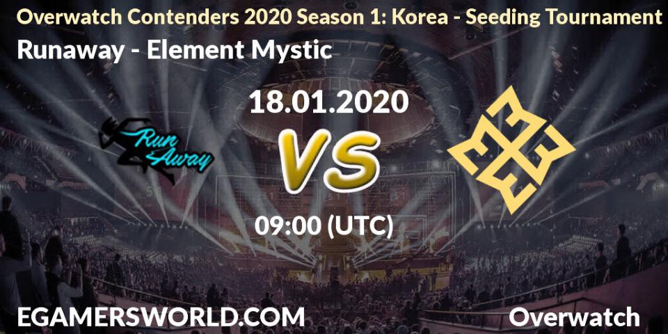 Pronósticos Runaway - Element Mystic. 18.01.20. Overwatch Contenders 2020 Season 1: Korea - Seeding Tournament - Overwatch