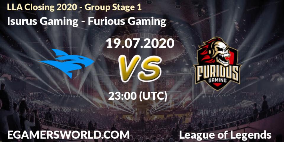Pronósticos Isurus Gaming - Furious Gaming. 19.07.2020 at 23:00. LLA Closing 2020 - Group Stage 1 - LoL