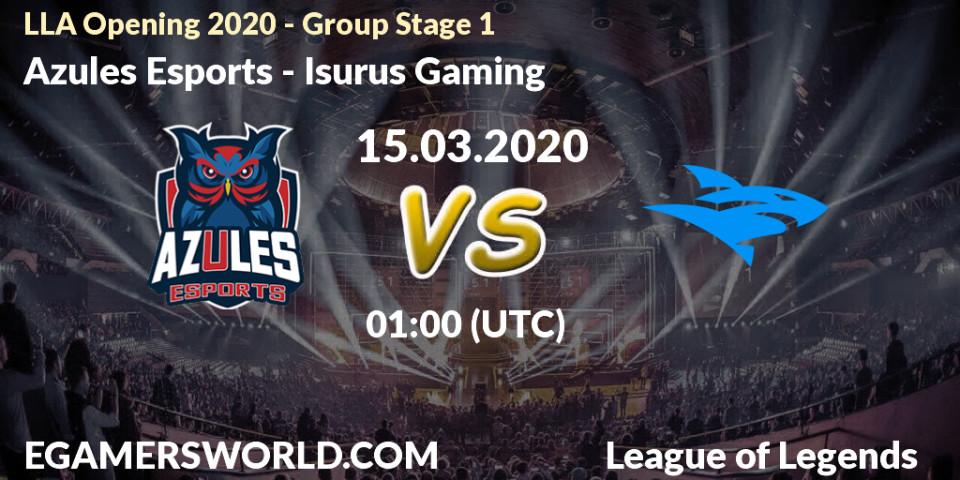 Pronósticos Azules Esports - Isurus Gaming. 28.03.2020 at 23:00. LLA Opening 2020 - Group Stage 1 - LoL