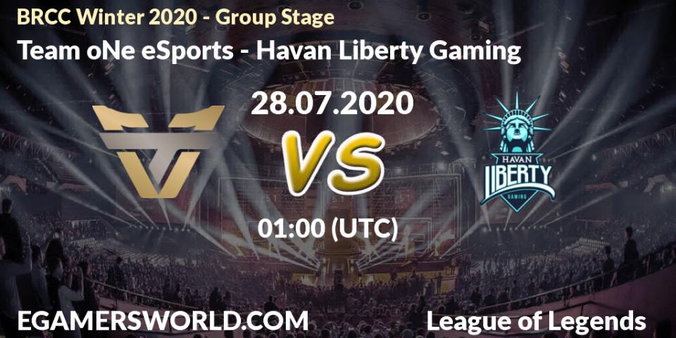 Pronósticos Team oNe eSports - Havan Liberty Gaming. 28.07.20. BRCC Winter 2020 - Group Stage - LoL