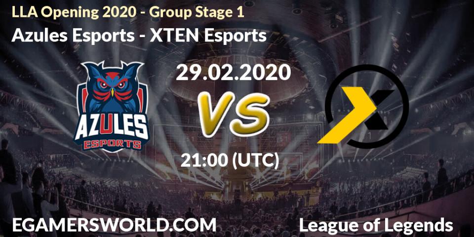 Pronósticos Azules Esports - XTEN Esports. 29.02.2020 at 23:00. LLA Opening 2020 - Group Stage 1 - LoL