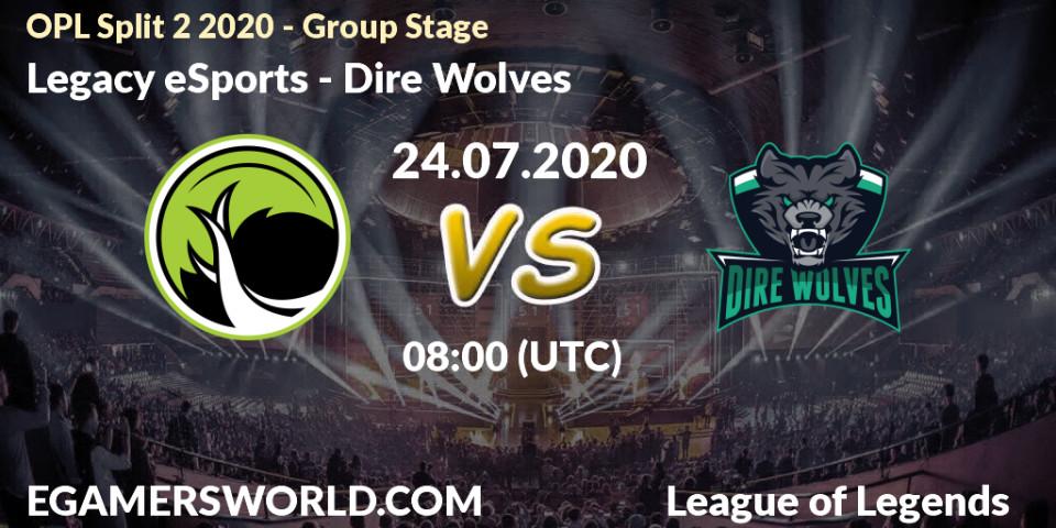 Pronósticos Legacy eSports - Dire Wolves. 24.07.20. OPL Split 2 2020 - Group Stage - LoL