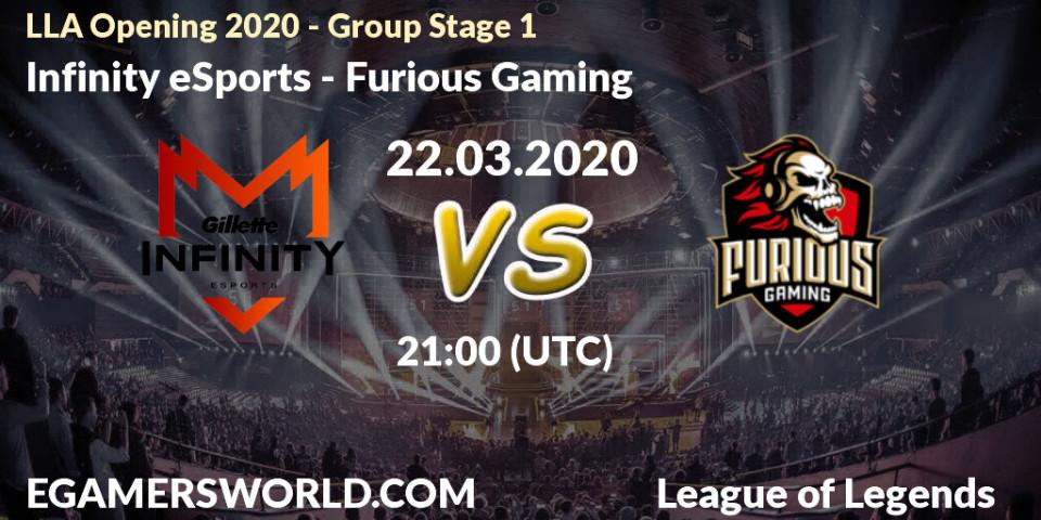 Pronósticos Infinity eSports - Furious Gaming. 05.04.20. LLA Opening 2020 - Group Stage 1 - LoL