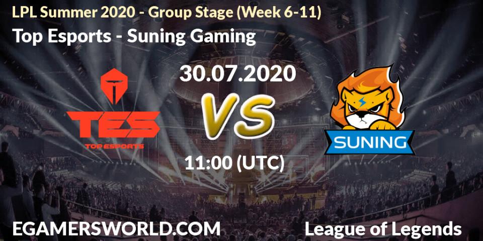 Pronósticos Top Esports - Suning Gaming. 30.07.2020 at 09:19. LPL Summer 2020 - Group Stage (Week 6-11) - LoL