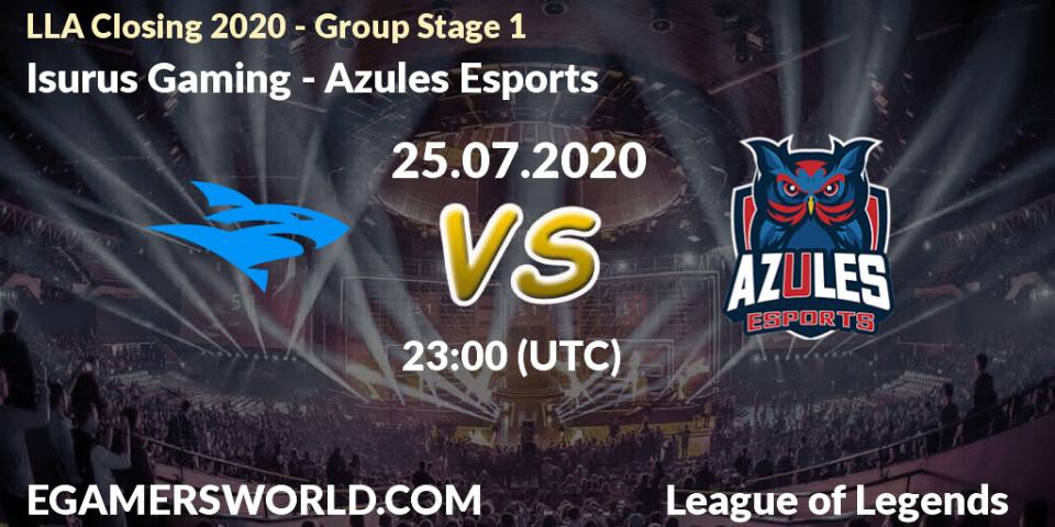 Pronósticos Isurus Gaming - Azules Esports. 25.07.2020 at 23:00. LLA Closing 2020 - Group Stage 1 - LoL