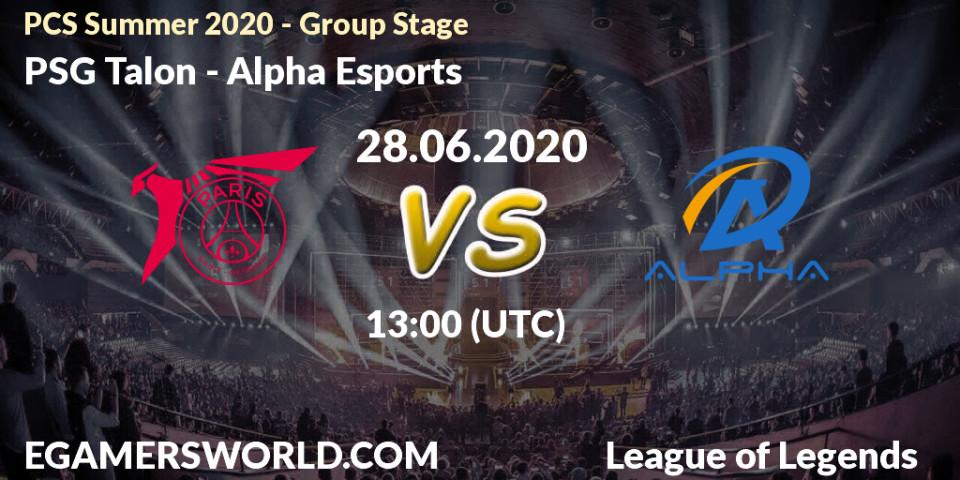 Pronósticos PSG Talon - Alpha Esports. 28.06.2020 at 13:00. PCS Summer 2020 - Group Stage - LoL