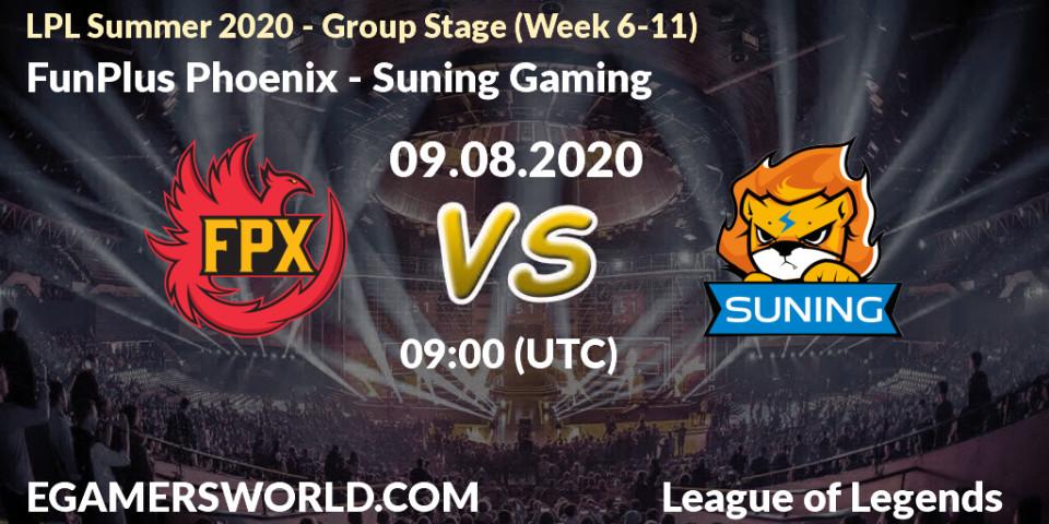 Pronósticos FunPlus Phoenix - Suning Gaming. 09.08.20. LPL Summer 2020 - Group Stage (Week 6-11) - LoL