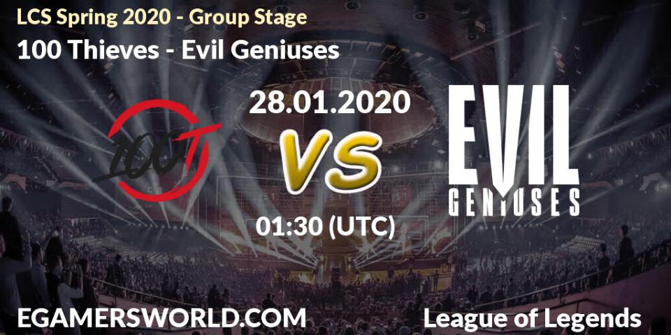 Pronósticos 100 Thieves - Evil Geniuses. 01.03.20. LCS Spring 2020 - Group Stage - LoL