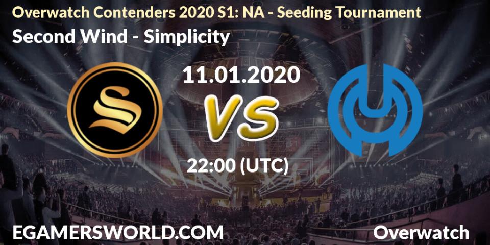 Pronósticos Second Wind - Simplicity. 11.01.20. Overwatch Contenders 2020 S1: NA - Seeding Tournament - Overwatch