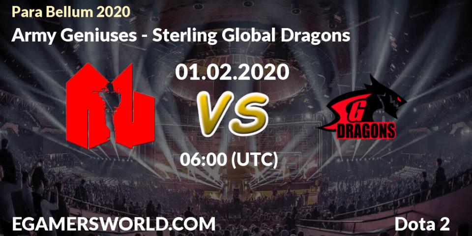 Pronósticos Army Geniuses - Sterling Global Dragons. 01.02.20. Para Bellum 2020 - Dota 2