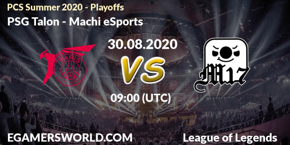 Pronósticos PSG Talon - Machi eSports. 30.08.2020 at 11:11. PCS Summer 2020 - Playoffs - LoL
