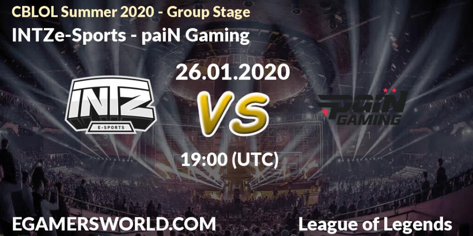 Pronósticos INTZ e-Sports - paiN Gaming. 26.01.20. CBLOL Summer 2020 - Group Stage - LoL