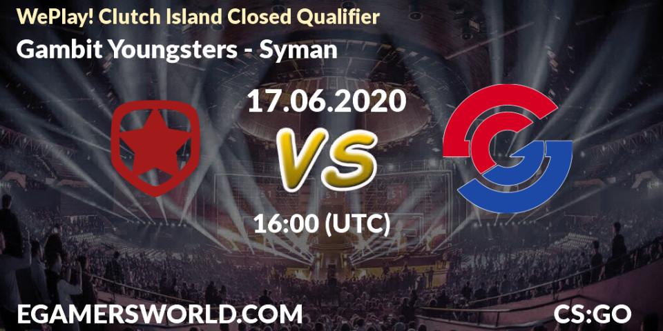 Pronósticos Gambit Youngsters - Syman. 17.06.20. WePlay! Clutch Island Closed Qualifier - CS2 (CS:GO)