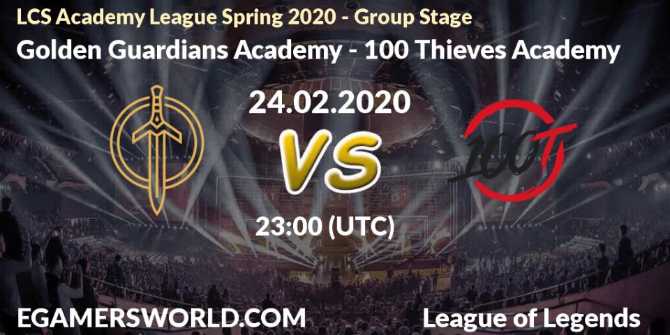 Pronósticos Golden Guardians Academy - 100 Thieves Academy. 24.02.20. LCS Academy League Spring 2020 - Group Stage - LoL
