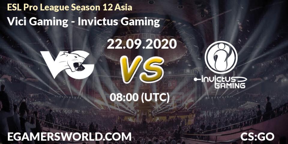 Pronósticos Vici Gaming - Invictus Gaming. 22.09.2020 at 08:00. ESL Pro League Season 12 Asia - Counter-Strike (CS2)