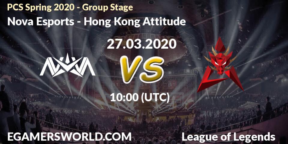 Pronósticos Nova Esports - Hong Kong Attitude. 27.03.2020 at 09:00. PCS Spring 2020 - Group Stage - LoL