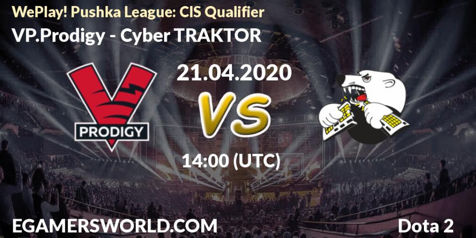 Pronósticos VP.Prodigy - Cyber TRAKTOR. 21.04.2020 at 13:56. WePlay! Pushka League: CIS Qualifier - Dota 2