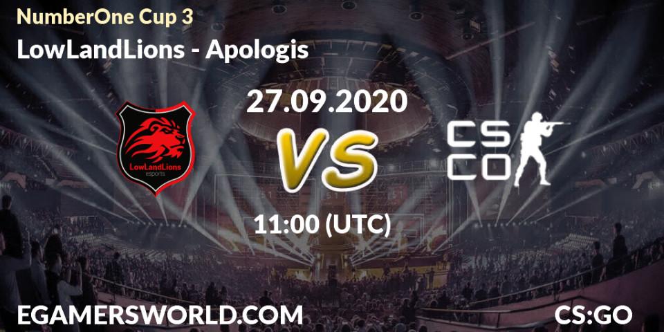 Pronósticos LowLandLions - Apologis. 27.09.2020 at 11:30. NumberOne Cup 3 - Counter-Strike (CS2)