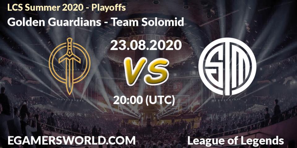 Pronósticos Golden Guardians - Team Solomid. 23.08.2020 at 19:28. LCS Summer 2020 - Playoffs - LoL