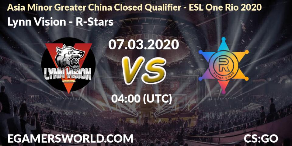 Pronósticos Lynn Vision - R-Stars. 07.03.20. Asia Minor Greater China Closed Qualifier - ESL One Rio 2020 - CS2 (CS:GO)