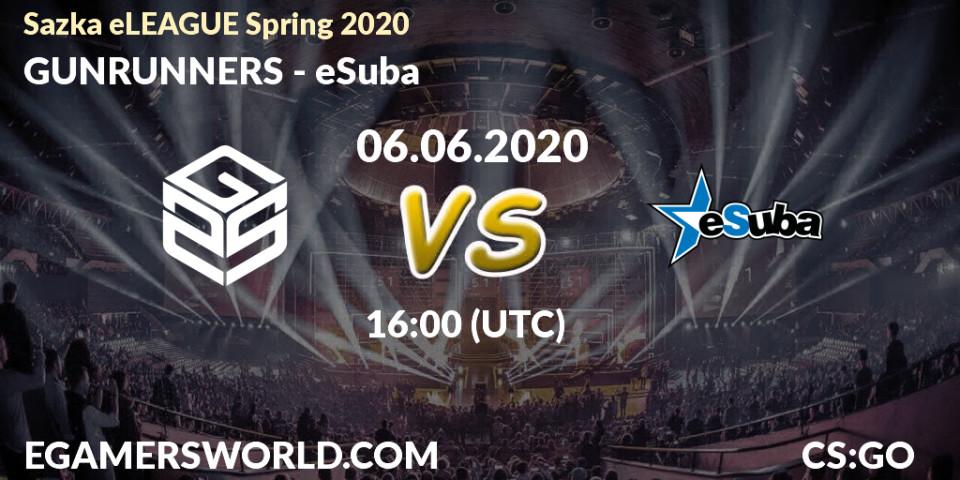 Pronósticos GUNRUNNERS - eSuba. 06.06.2020 at 16:10. Sazka eLEAGUE Spring 2020 - Counter-Strike (CS2)