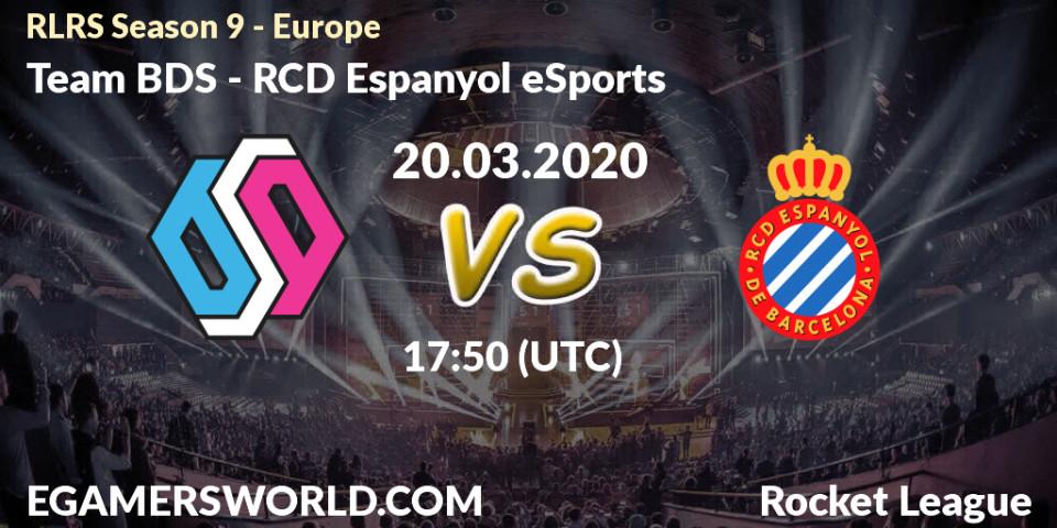 Pronósticos Team BDS - RCD Espanyol eSports. 20.03.20. RLRS Season 9 - Europe - Rocket League