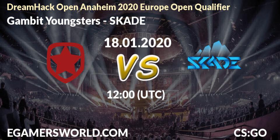 Pronósticos Gambit Youngsters - SKADE. 18.01.20. DreamHack Open Anaheim 2020 Europe Open Qualifier - CS2 (CS:GO)