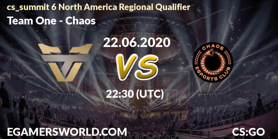 Pronósticos Team One - Chaos. 22.06.20. cs_summit 6 North America Regional Qualifier - CS2 (CS:GO)