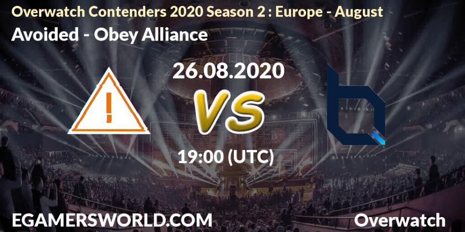 Pronósticos Avoided - Obey Alliance. 26.08.20. Overwatch Contenders 2020 Season 2: Europe - August - Overwatch