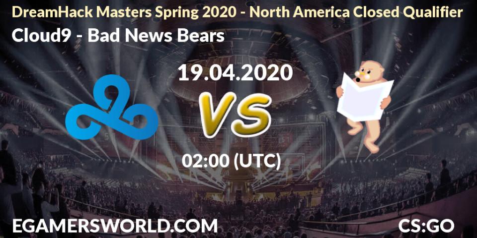 Pronósticos Cloud9 - Bad News Bears. 19.04.20. DreamHack Masters Spring 2020 - North America Closed Qualifier - CS2 (CS:GO)