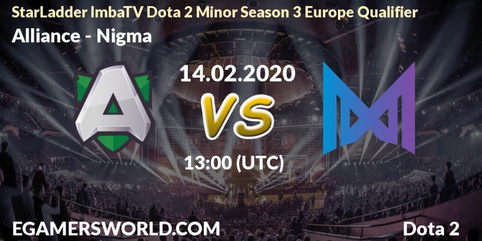 Pronósticos Alliance - Nigma. 14.02.20. StarLadder ImbaTV Dota 2 Minor Season 3 Europe Qualifier - Dota 2