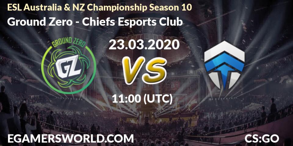 Pronósticos Ground Zero - Chiefs Esports Club. 23.03.2020 at 10:30. ESL Australia & NZ Championship Season 10 - Counter-Strike (CS2)
