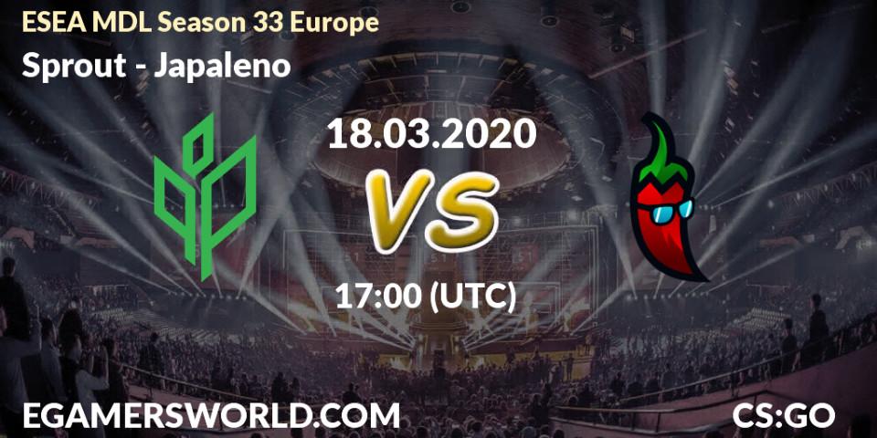 Pronósticos Sprout - Japaleno. 18.03.2020 at 17:00. ESEA MDL Season 33 Europe - Counter-Strike (CS2)