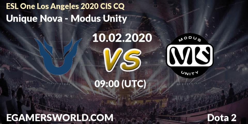 Pronósticos Unique Nova - Modus Unity. 10.02.20. ESL One Los Angeles 2020 CIS CQ - Dota 2
