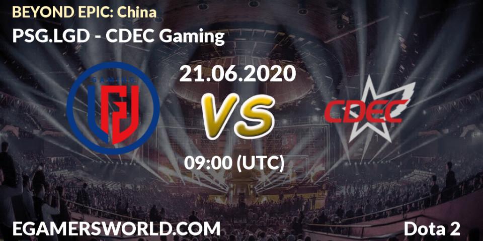 Pronósticos PSG.LGD - CDEC Gaming. 21.06.2020 at 08:33. BEYOND EPIC: China - Dota 2