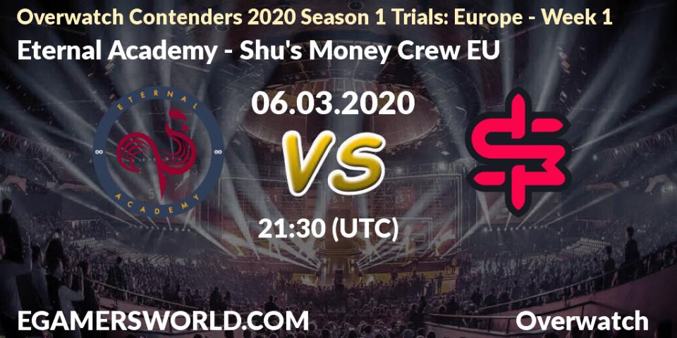 Pronósticos Eternal Academy - Shu's Money Crew EU. 06.03.20. Overwatch Contenders 2020 Season 1 Trials: Europe - Week 1 - Overwatch