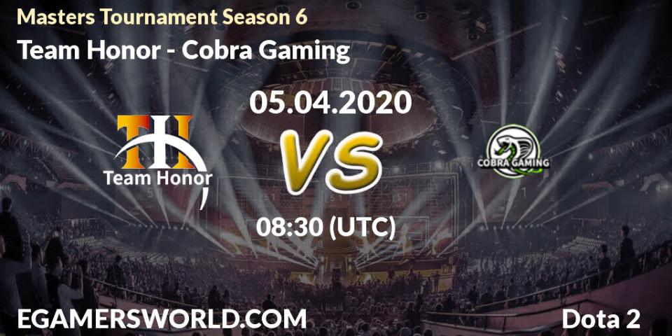Pronósticos Team Honor - Cobra Gaming. 06.04.20. Masters Tournament Season 6 - Dota 2