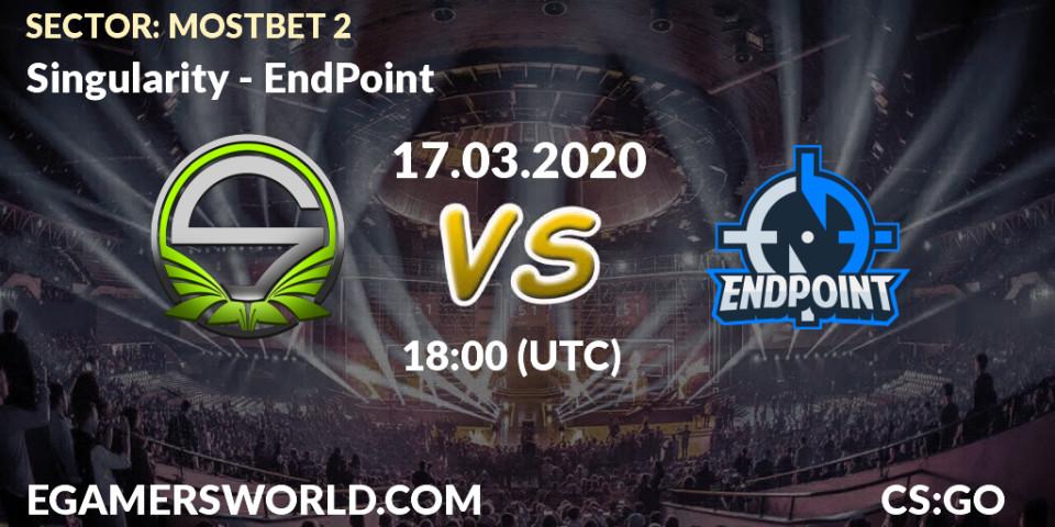 Pronósticos Singularity - EndPoint. 17.03.2020 at 18:00. SECTOR: MOSTBET 2 - Counter-Strike (CS2)