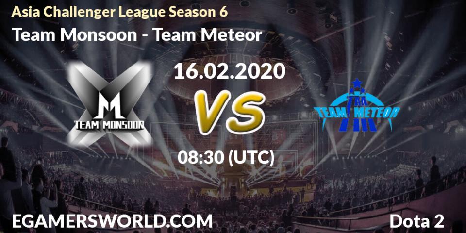 Pronósticos Team Monsoon - Team Meteor. 20.02.20. Asia Challenger League Season 6 - Dota 2