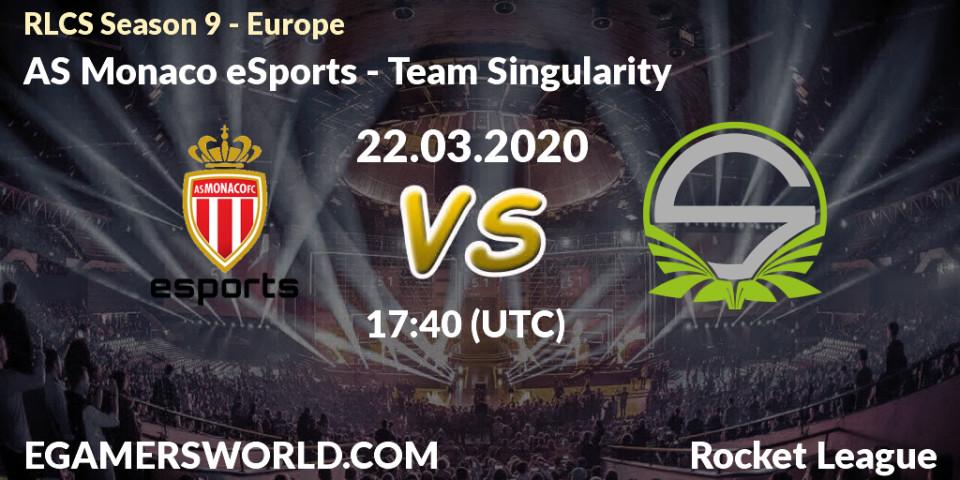 Pronósticos AS Monaco eSports - Team Singularity. 22.03.20. RLCS Season 9 - Europe - Rocket League