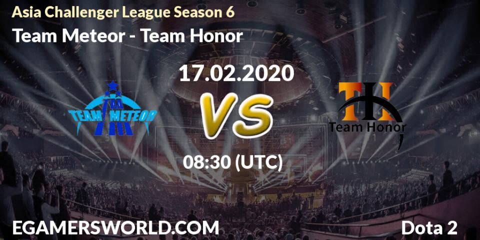Pronósticos Team Meteor - Team Honor. 21.02.20. Asia Challenger League Season 6 - Dota 2