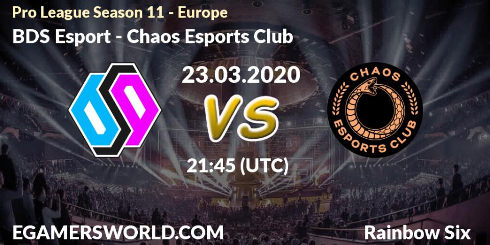 Pronósticos BDS Esport - Chaos Esports Club. 23.03.20. Pro League Season 11 - Europe - Rainbow Six