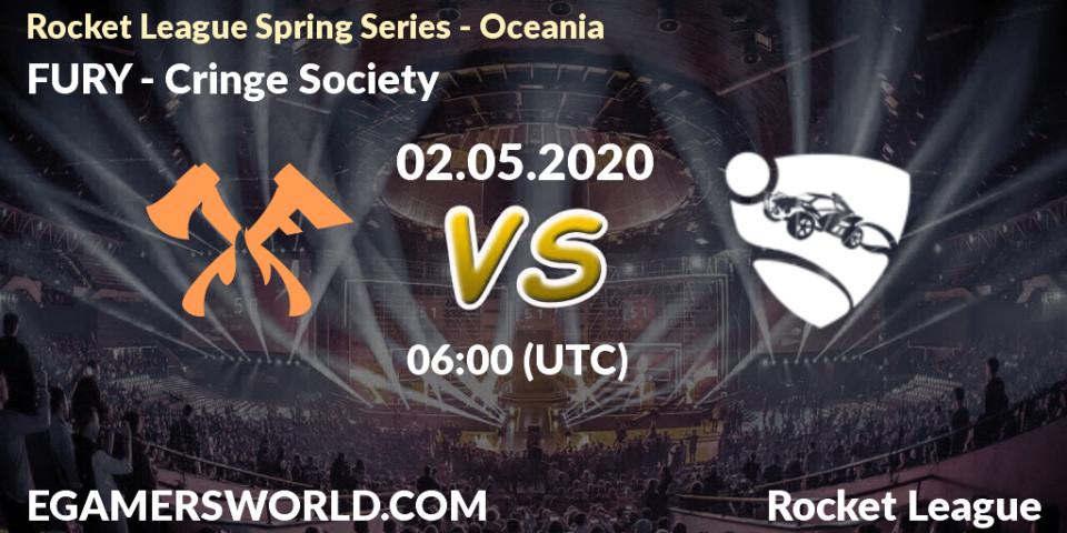 Pronósticos FURY - Cringe Society. 02.05.2020 at 05:15. Rocket League Spring Series - Oceania - Rocket League