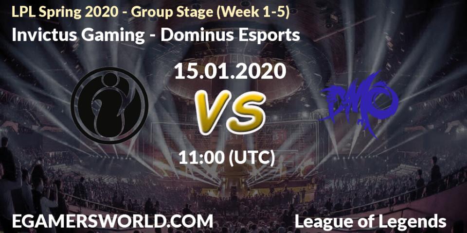 Pronósticos Invictus Gaming - Dominus Esports. 15.01.20. LPL Spring 2020 - Group Stage (Week 1-4) - LoL